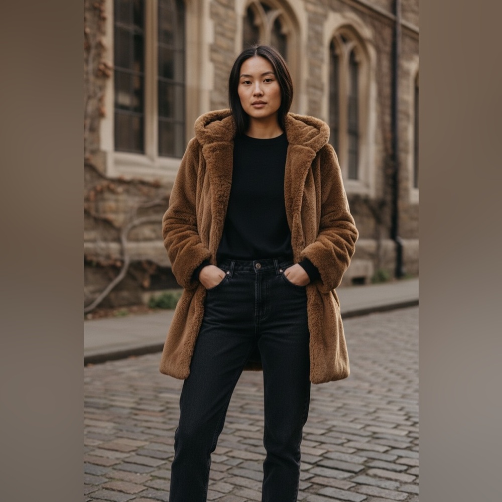 Debby Collection Cozy Brown Teddy Coat Jacket for Women so large